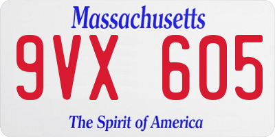 MA license plate 9VX605
