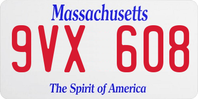 MA license plate 9VX608