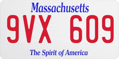 MA license plate 9VX609