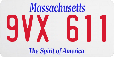 MA license plate 9VX611