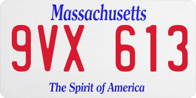 MA license plate 9VX613