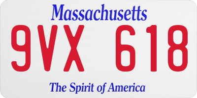 MA license plate 9VX618