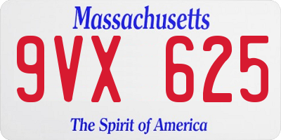 MA license plate 9VX625