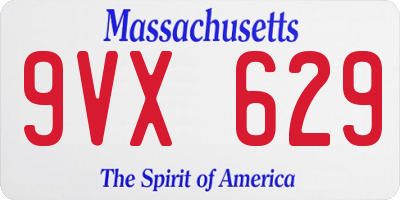 MA license plate 9VX629