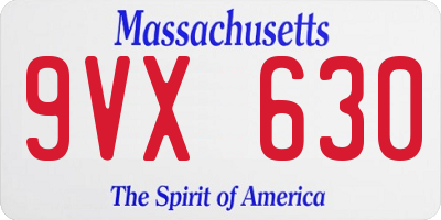 MA license plate 9VX630