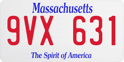MA license plate 9VX631