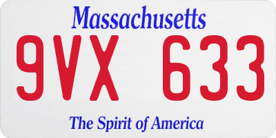 MA license plate 9VX633