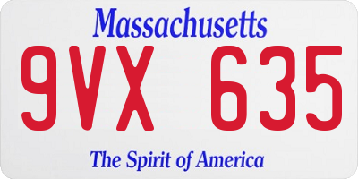 MA license plate 9VX635