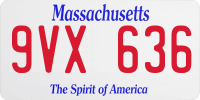 MA license plate 9VX636