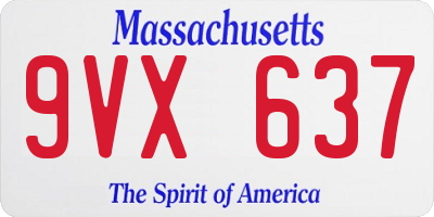 MA license plate 9VX637