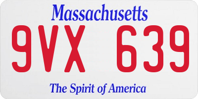 MA license plate 9VX639