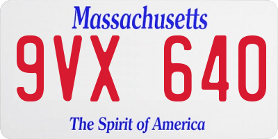 MA license plate 9VX640