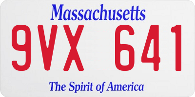 MA license plate 9VX641