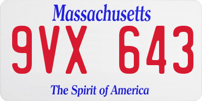 MA license plate 9VX643