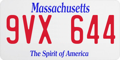 MA license plate 9VX644