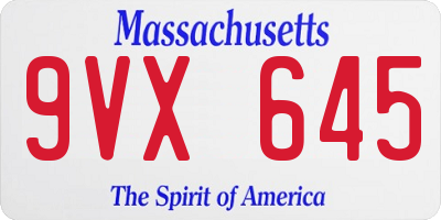 MA license plate 9VX645
