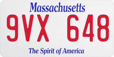 MA license plate 9VX648