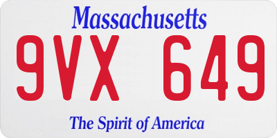 MA license plate 9VX649