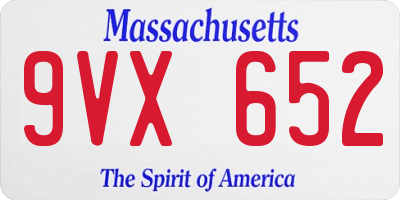 MA license plate 9VX652