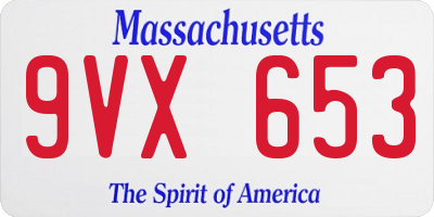 MA license plate 9VX653