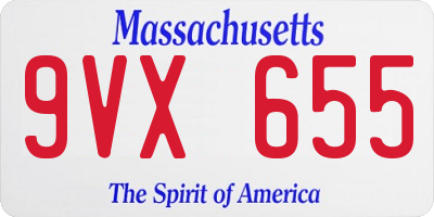 MA license plate 9VX655