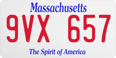 MA license plate 9VX657