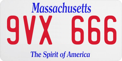 MA license plate 9VX666