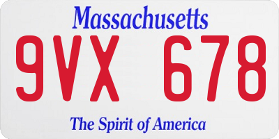 MA license plate 9VX678