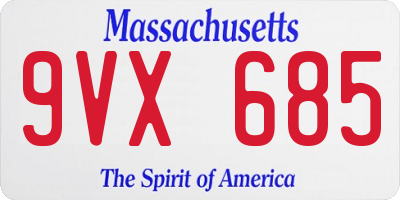MA license plate 9VX685