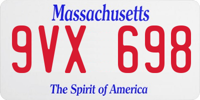 MA license plate 9VX698