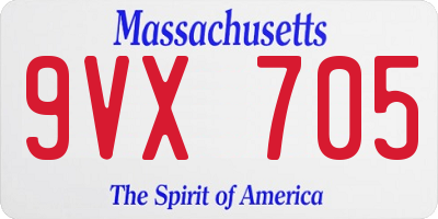MA license plate 9VX705