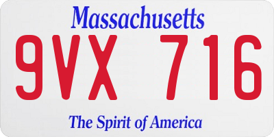 MA license plate 9VX716