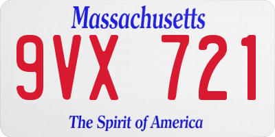 MA license plate 9VX721