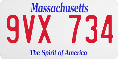 MA license plate 9VX734