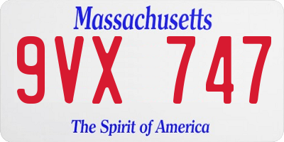 MA license plate 9VX747