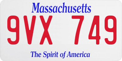 MA license plate 9VX749