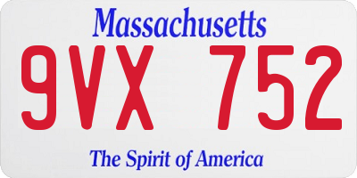 MA license plate 9VX752