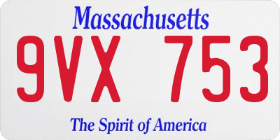 MA license plate 9VX753