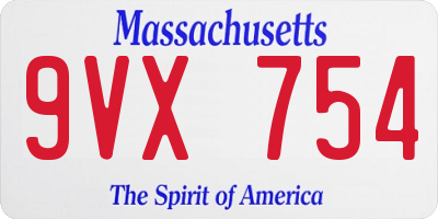 MA license plate 9VX754