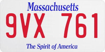 MA license plate 9VX761