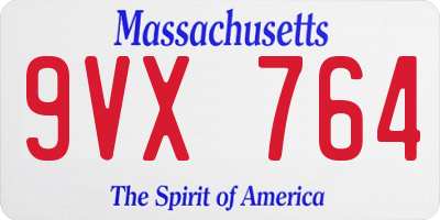 MA license plate 9VX764