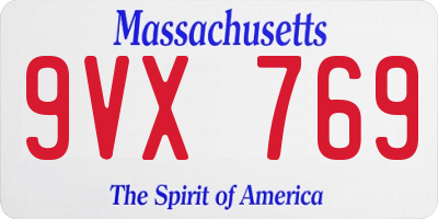 MA license plate 9VX769