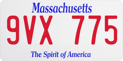 MA license plate 9VX775