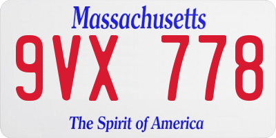 MA license plate 9VX778