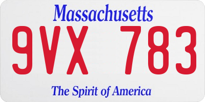 MA license plate 9VX783