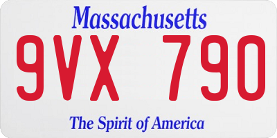 MA license plate 9VX790