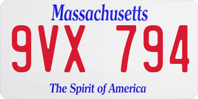 MA license plate 9VX794