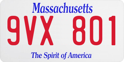 MA license plate 9VX801