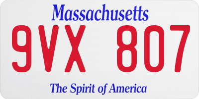 MA license plate 9VX807