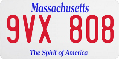 MA license plate 9VX808